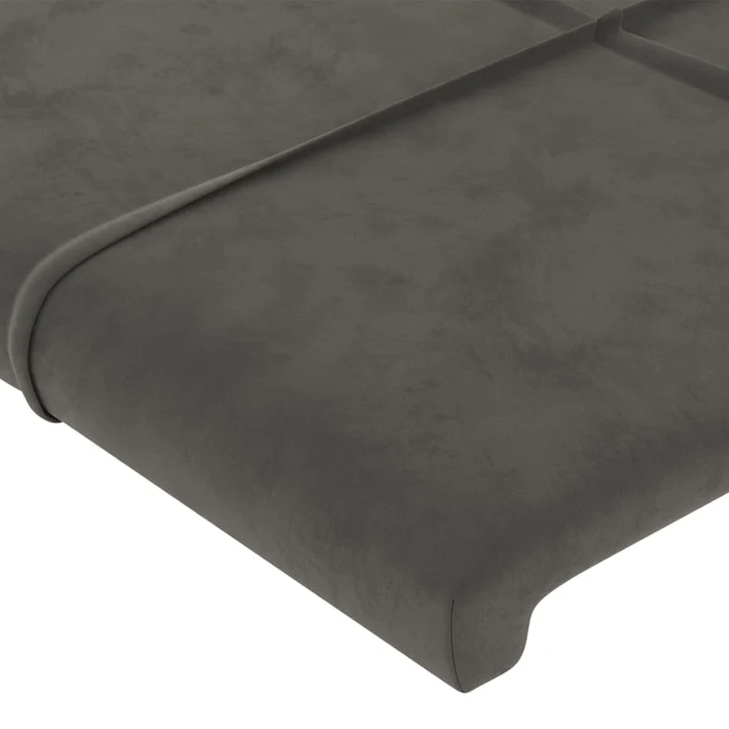 Tête de lit accessoire couchage chambre à coucher meuble à LED 147 x 16 x 78/88 cm tissu velours gris foncé TDL0201124