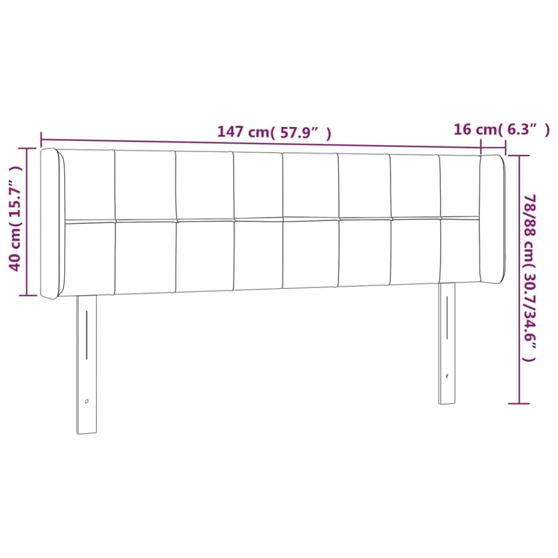Tête de lit accessoire couchage chambre à coucher meuble à LED 147 x 16 x 78/88 cm tissu velours gris foncé TDL0201124