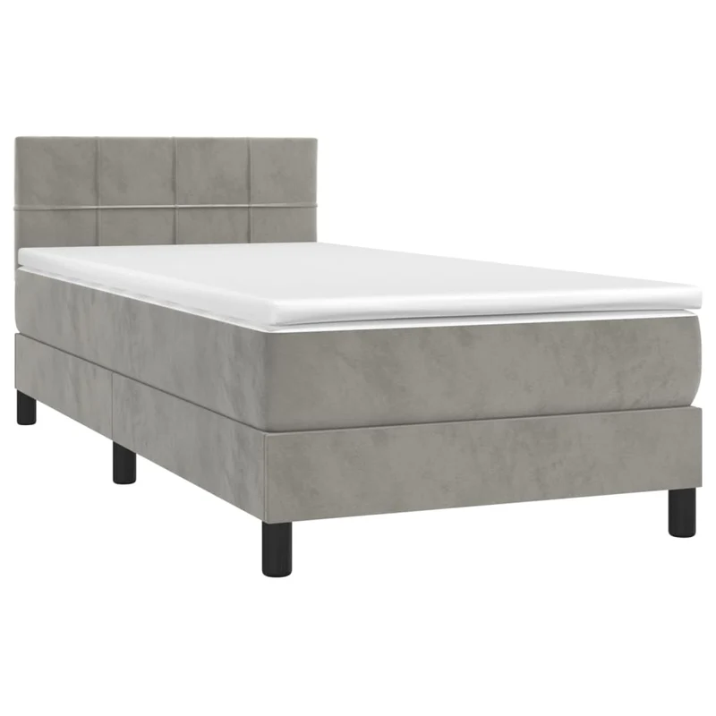 Cadre de lit LED avec sommier tête de lit matelas 90x190cm tissu velours gris clair TDL0208481