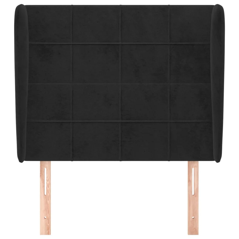 Tête de lit accessoire couchage chambre à coucher meuble avec rebord latéral 83 x 23 x 118/128 cm Tissu velours noir TDL0204432