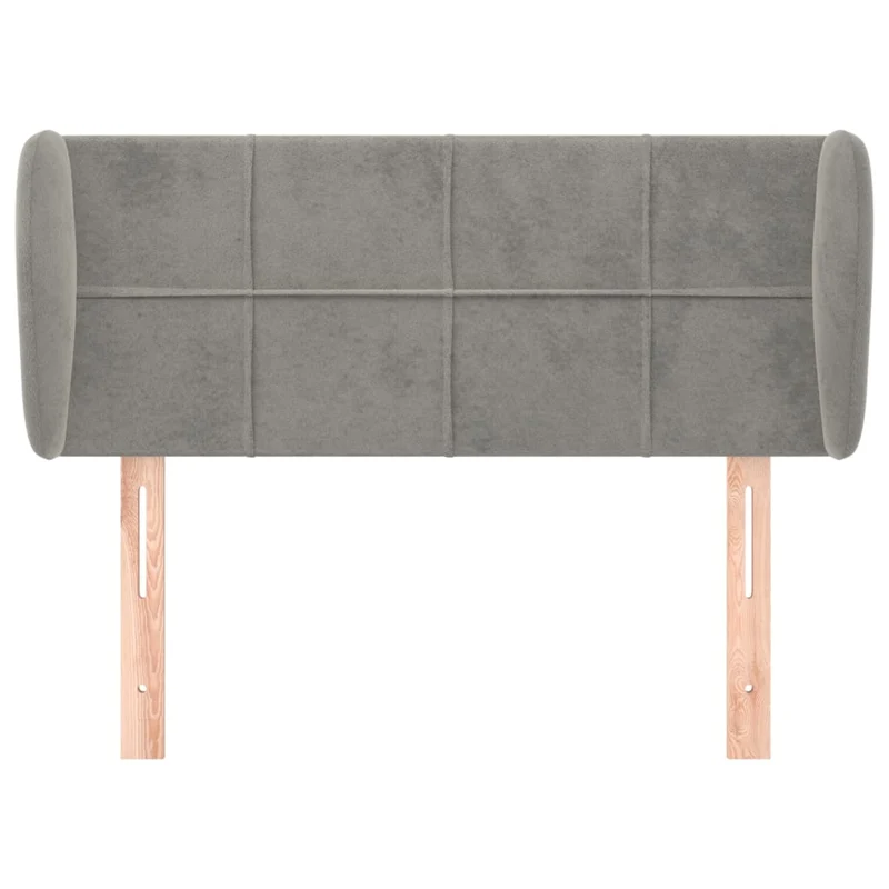 Tête de lit accessoire couchage chambre à coucher meuble avec rebord latéral 93 x 23 x 78/88 cm tissu velours gris clair TDL0205079