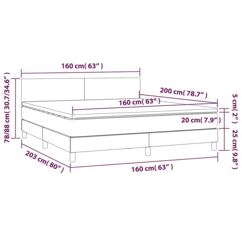 Cadre de lit LED avec sommier tête de lit matelas 160x200 cm tissu noir TDL0209189