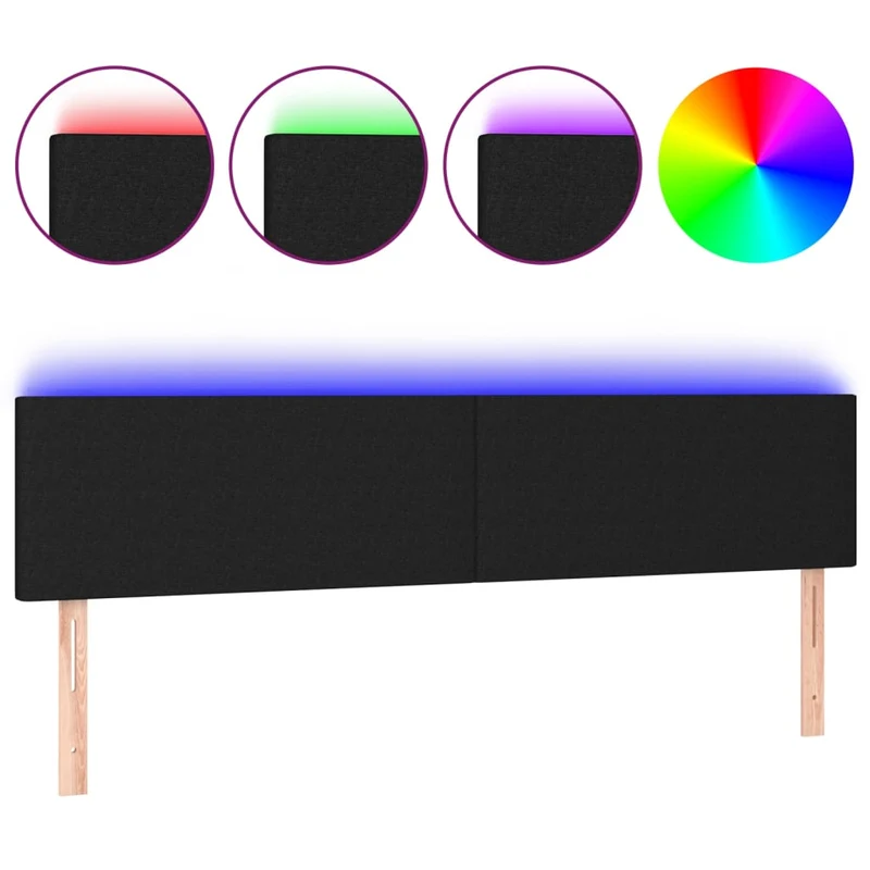 Tête de lit accessoire couchage chambre à coucher meuble à LED 160 x 5 x 78/88 cm tissu noir TDL0200673
