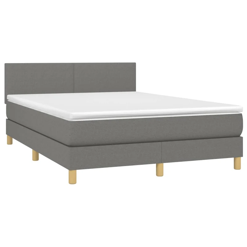 Cadre de lit LED avec sommier tête de lit matelas 140x200 cm tissu gris foncé TDL0208359