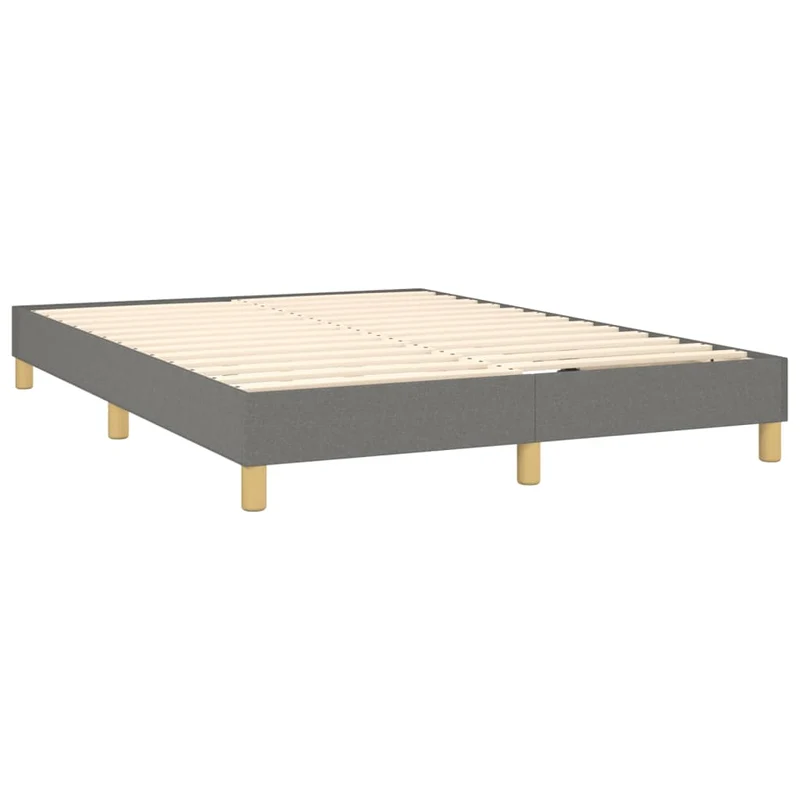 Cadre de lit LED avec sommier tête de lit matelas 140x200 cm tissu gris foncé TDL0208359