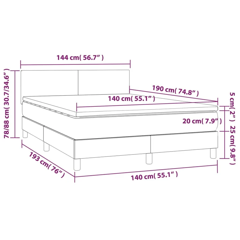 Cadre de lit LED avec sommier tête de lit matelas surmatelas 140x190 cm tissu velours gris clair TDL0207859