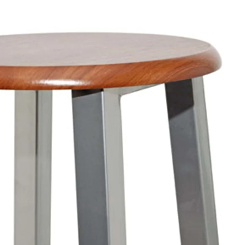 Lot de 4 tabourets de bar chaises hautes acier argenté + MDF DEC029905
