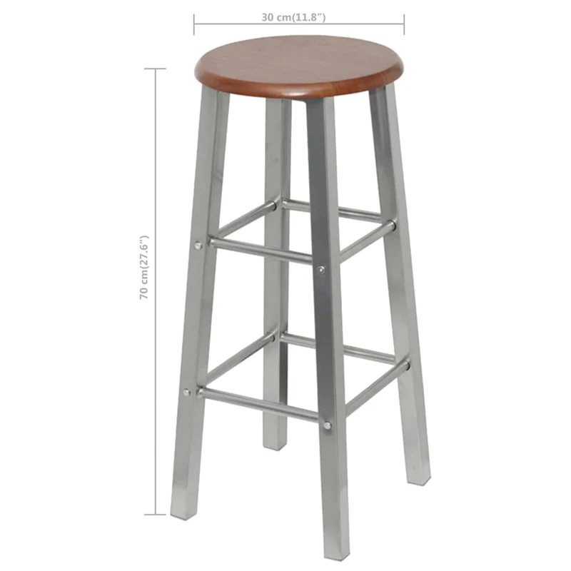 Lot de 4 tabourets de bar chaises hautes acier argenté + MDF DEC029905