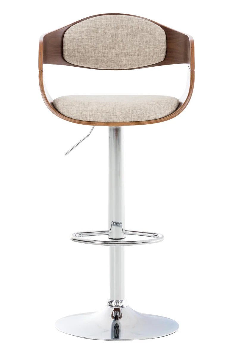 Lot de 2 tabourets de bar design scandinave en tissu crème et structure en bois couleur noyer 10_0004250