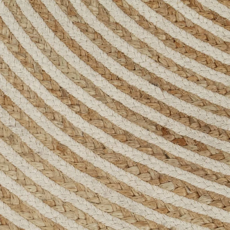 Tapis fait à la main Jute avec design de spirale Blanc 120 cm DEC023512