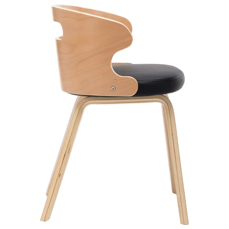 Lot de 4 chaises de salle à manger cuisine design intemporel bois courbé et synthétique noir CDS021778