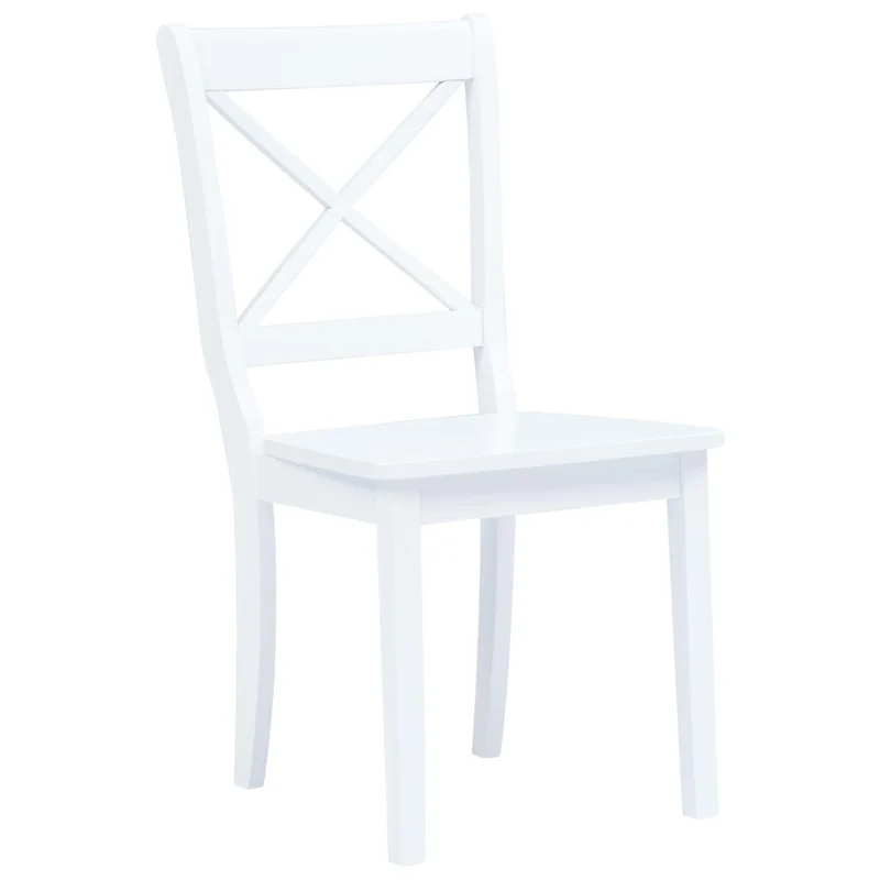Lot de 6 chaises de salle à manger cuisine design classique blanc bois d'hévéa massif CDS022151