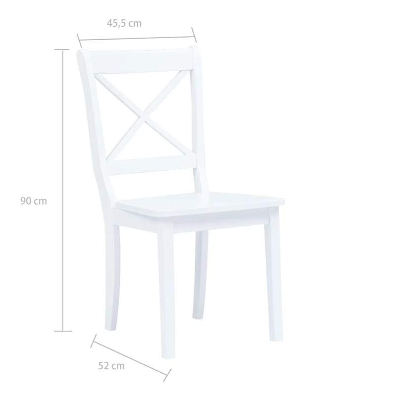 Lot de 6 chaises de salle à manger cuisine design classique blanc bois d'hévéa massif CDS022151