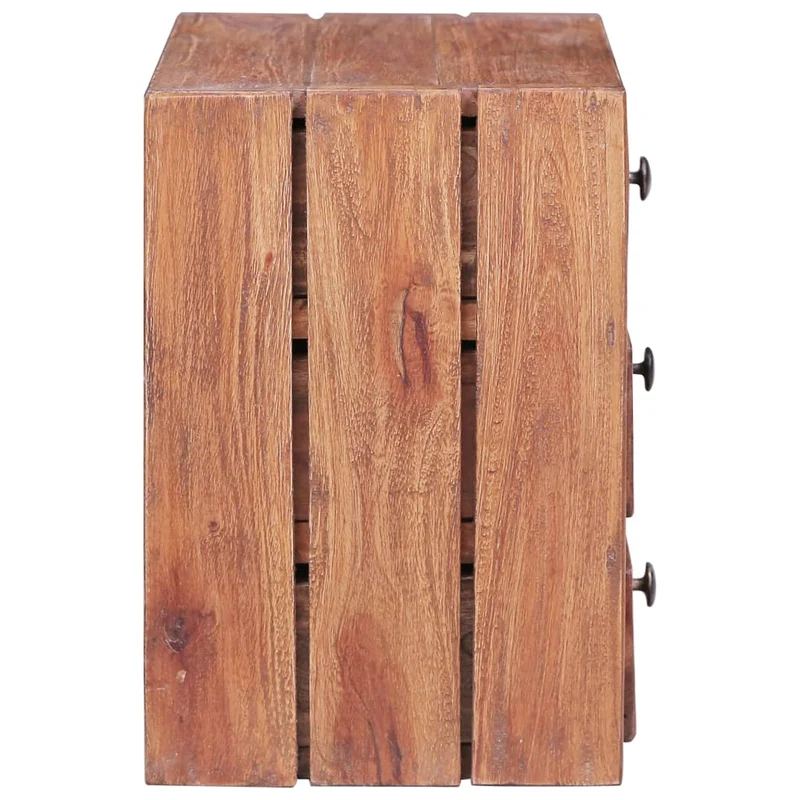 Table de chevet avec 3 tiroirs 35 x 25 x 35 cm bois d'acajou massif DEC033110