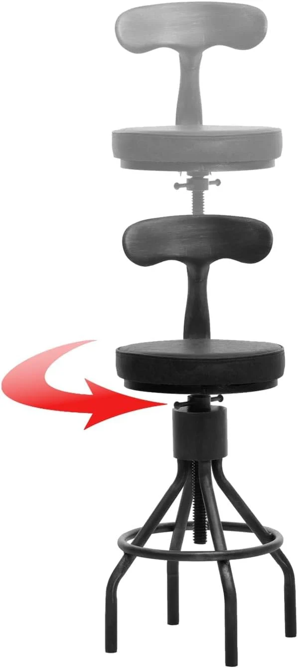 Lot de 2 tabourets de bar chaise haute design industriel avec repose-pieds rotatif réglable en hauteur en acier et simili cuir marron TDB04085