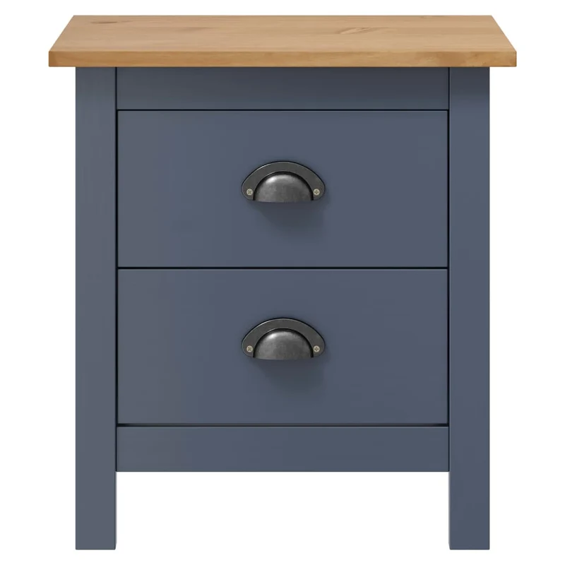 Table de chevet avec deux tiroirs 46 x 35 x 49,5 cm bois de pin solide gris et marron DEC034079