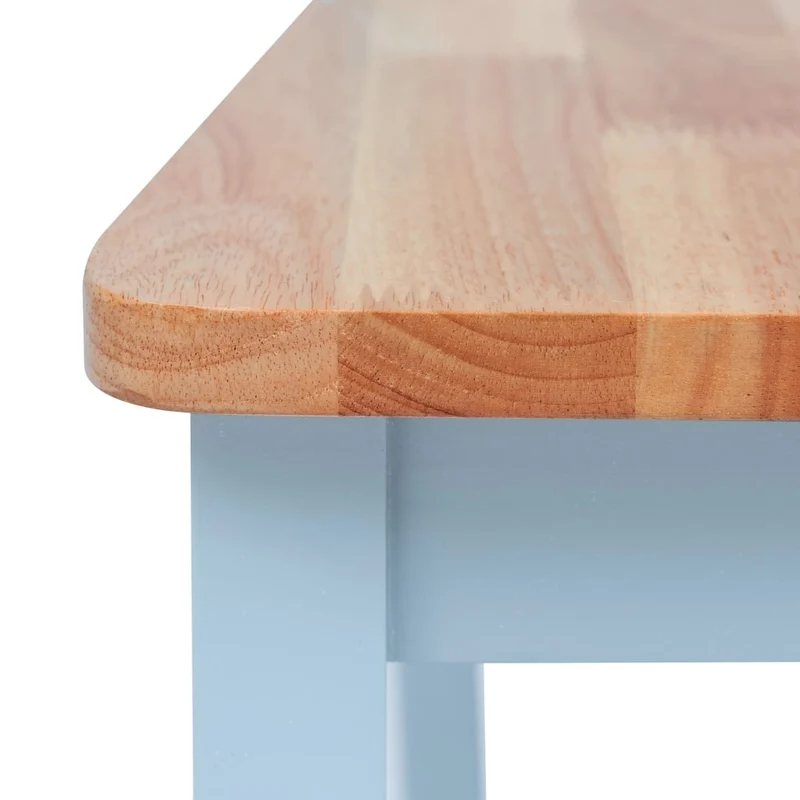 Lot de 4 chaises de salle à manger cuisine gris et bois clair bois d'hévéa massif CDS021536