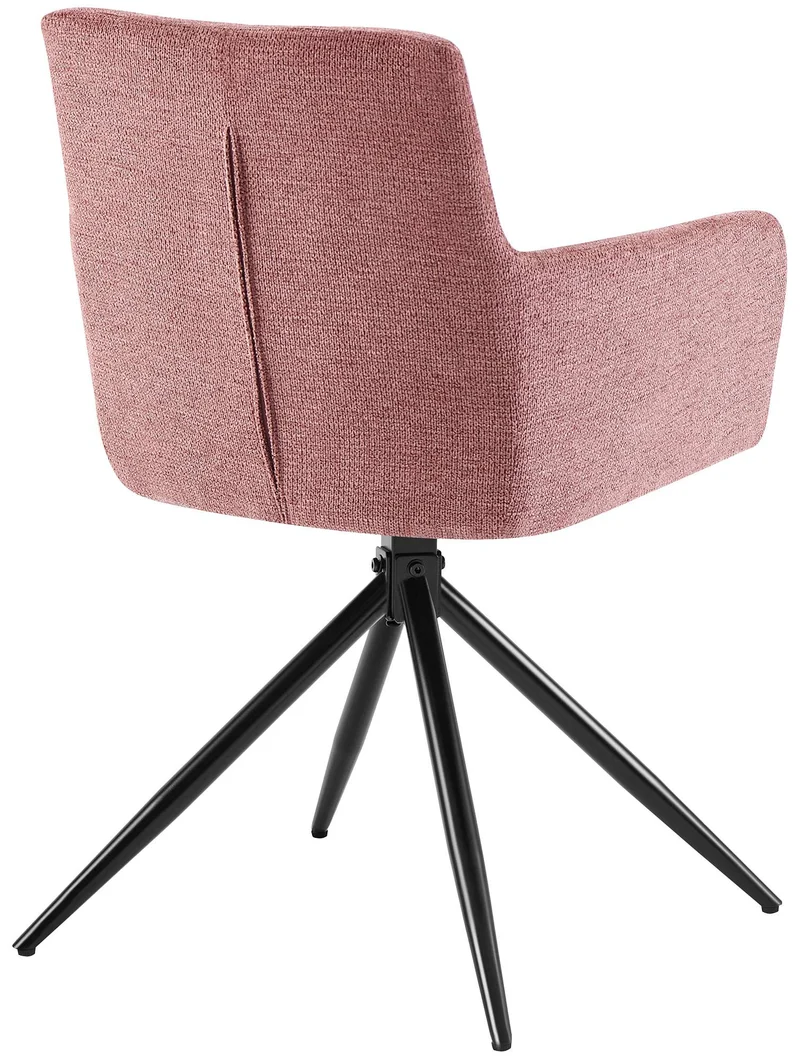 Lot de 2 chaises de salle à manger moderne et confort mécanisme de rotation à 180° en tissu rose et métal 10_0007692