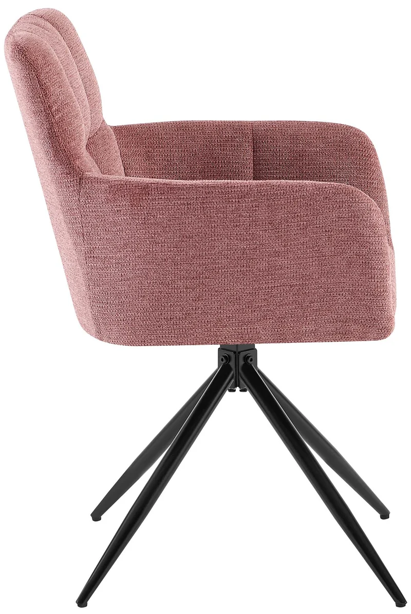 Chaise de salle à manger x1 moderne et confort mécanisme de rotation à 180° en tissu rose et métal 10_0007486
