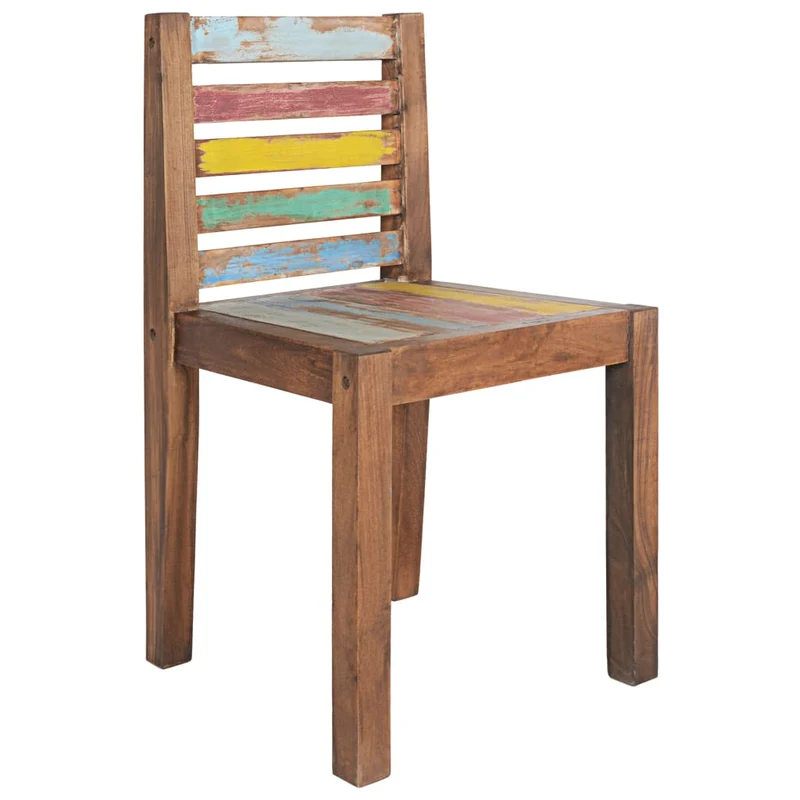 Set de 6 chaises de salle à manger bois de récupération solide multicolore DEC025679