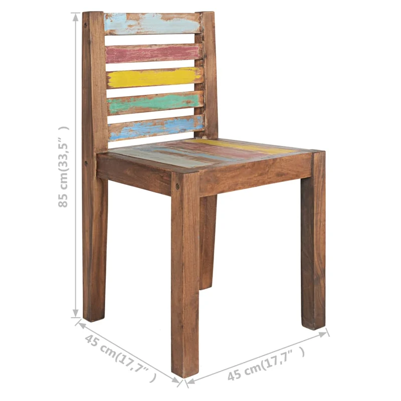 Set de 6 chaises de salle à manger bois de récupération solide multicolore DEC025679