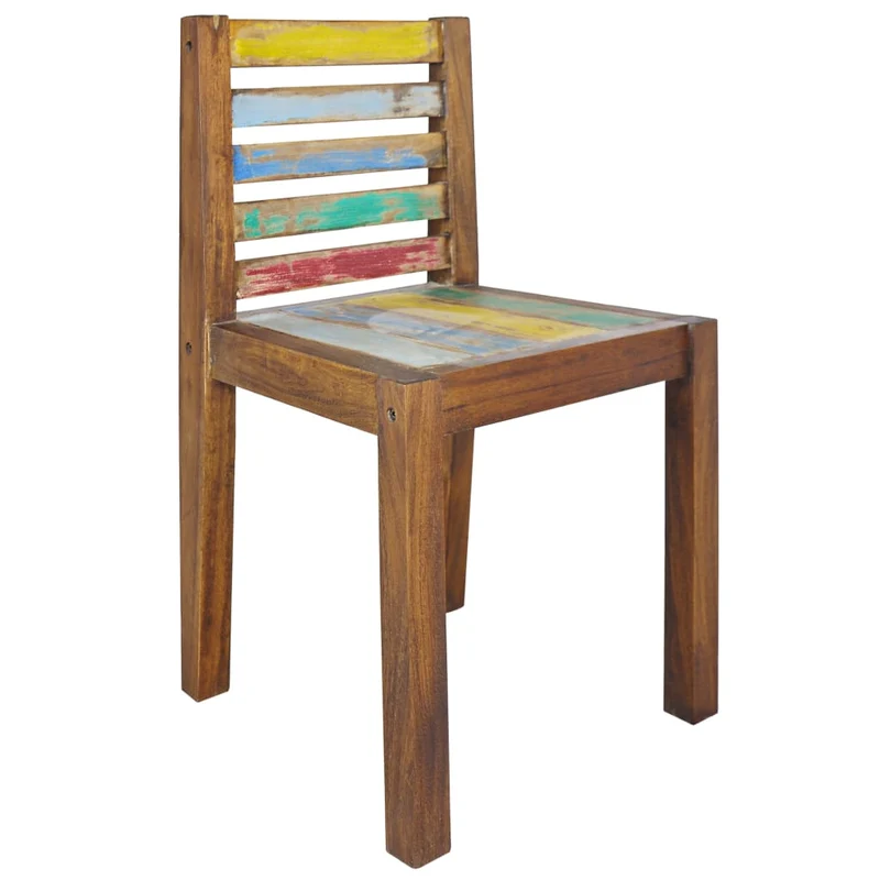 Set de 6 chaises de salle à manger bois de récupération solide multicolore DEC025679
