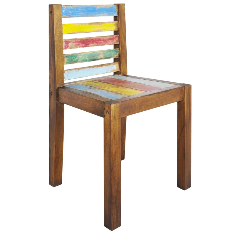 Set de 6 chaises de salle à manger bois de récupération solide multicolore DEC025679