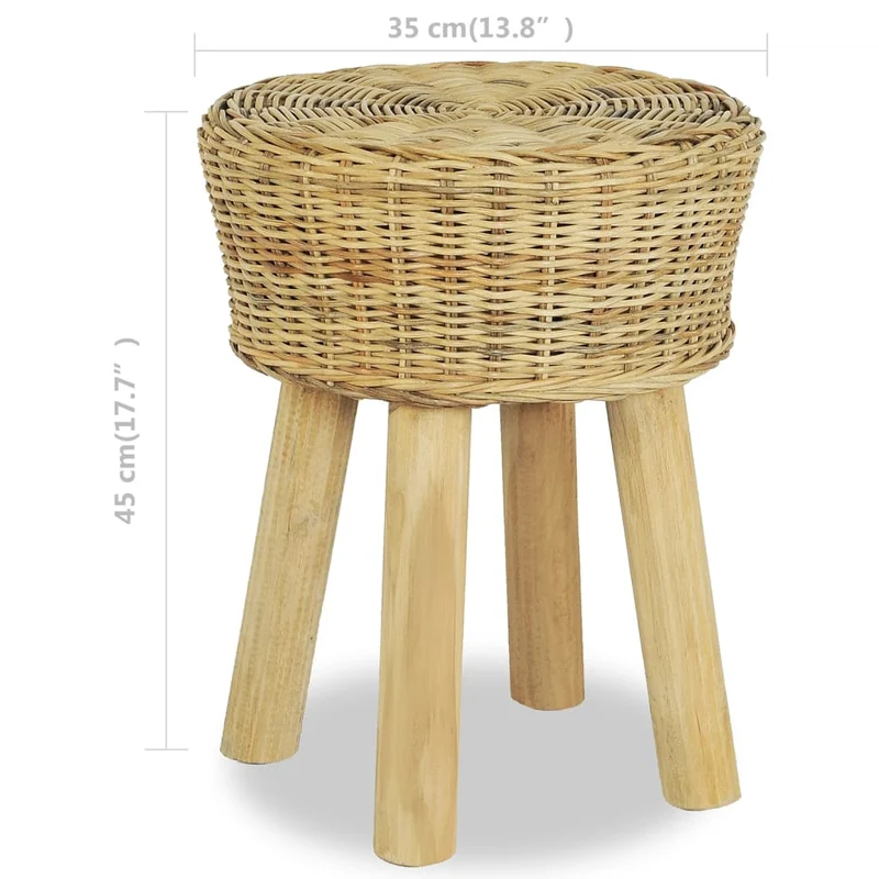 Tabouret en rotin naturel design rustique hauteur 45 cm DEC029550