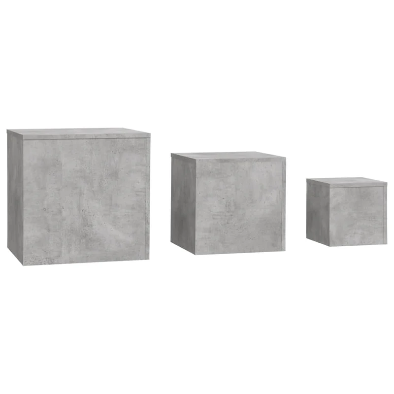 Lot de 3 tables d'appoint en bois d’ingénierie couleur gris béton DEC032667