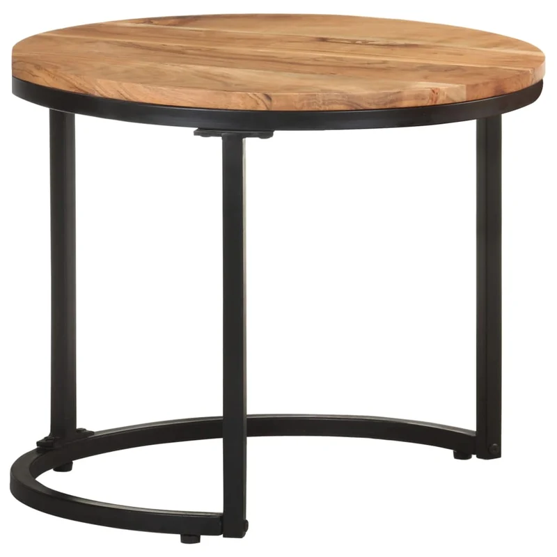 Lot de 3 tables d'appoint en bois d'acacia et fer DEC032659
