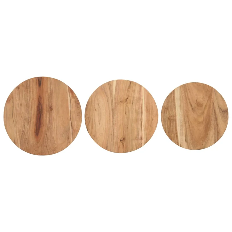 Lot de 3 tables d'appoint en bois d'acacia et fer DEC032659