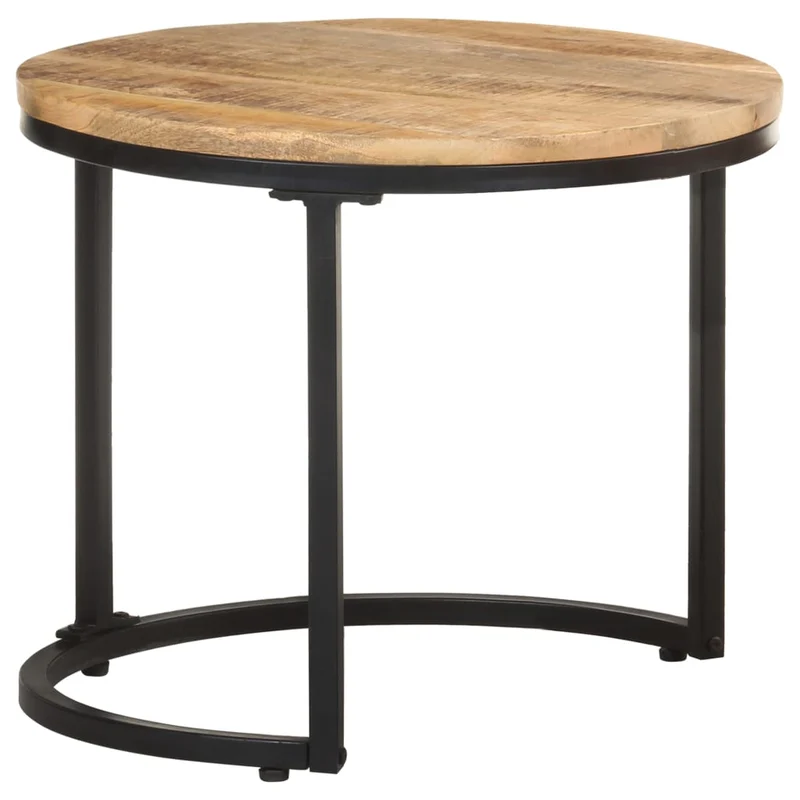 Set de 3 tables d'appoint en bois de manguier et fer DEC032660