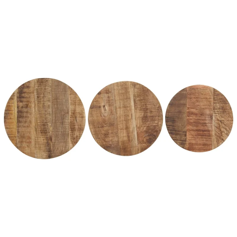 Set de 3 tables d'appoint en bois de manguier et fer DEC032660