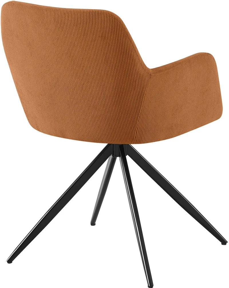 Chaise contemporaine de salle à manger x1 en velours côtelé orange pivotante 180° avec accoudoirs 10_0005867