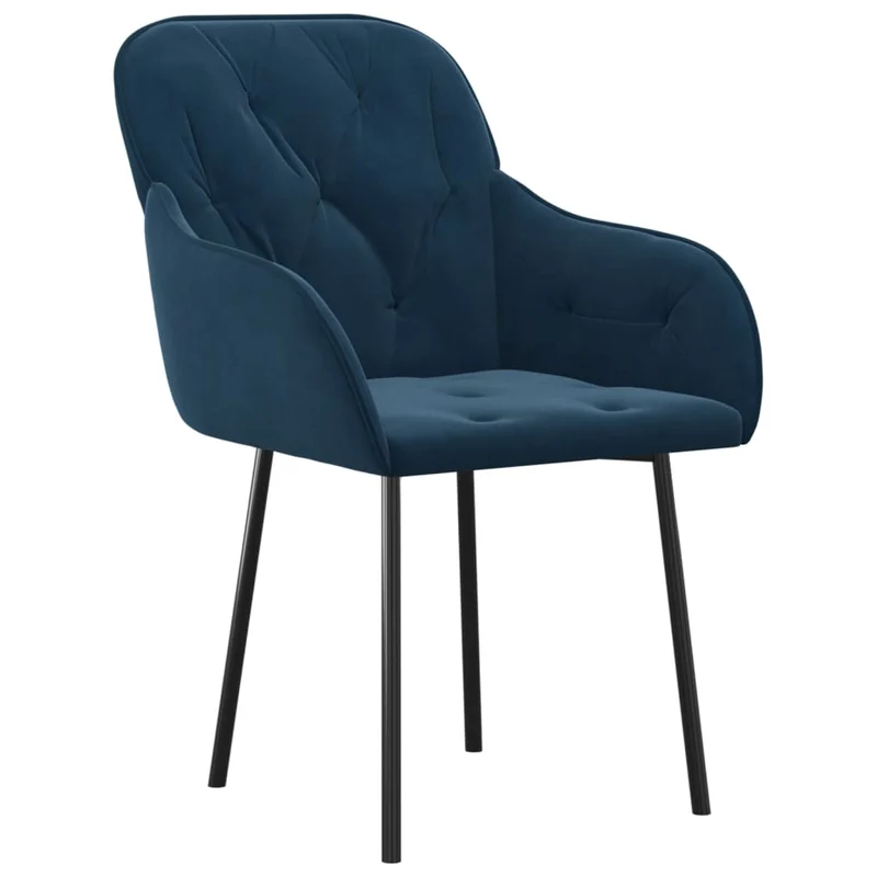 Set de 2 chaises de salle à manger en tissu velours bleu et métal DEC025489