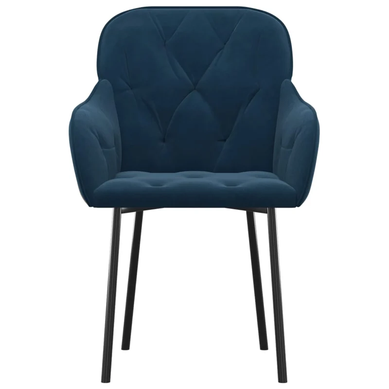 Set de 2 chaises de salle à manger en tissu velours bleu et métal DEC025489