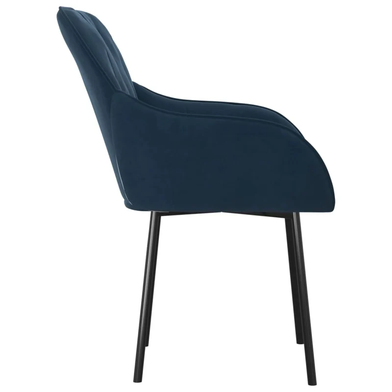 Set de 2 chaises de salle à manger en tissu velours bleu et métal DEC025489