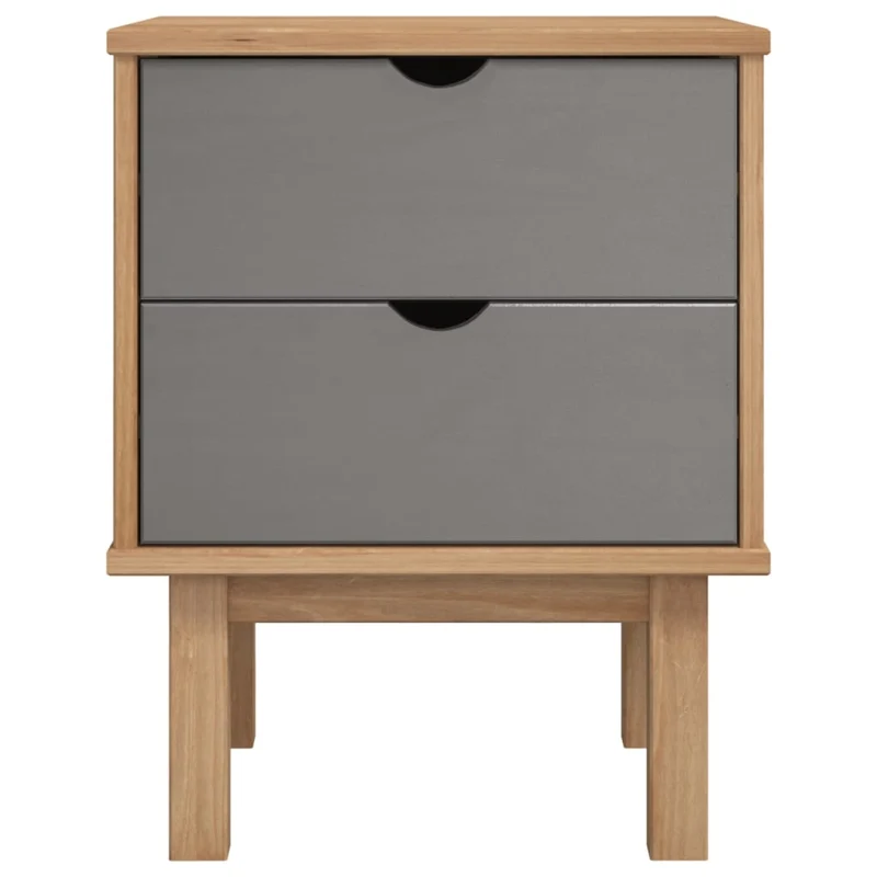 Table de chevet avec deux tiroirs 45 x 39 x 57 cm bois pin massif gris DEC034542