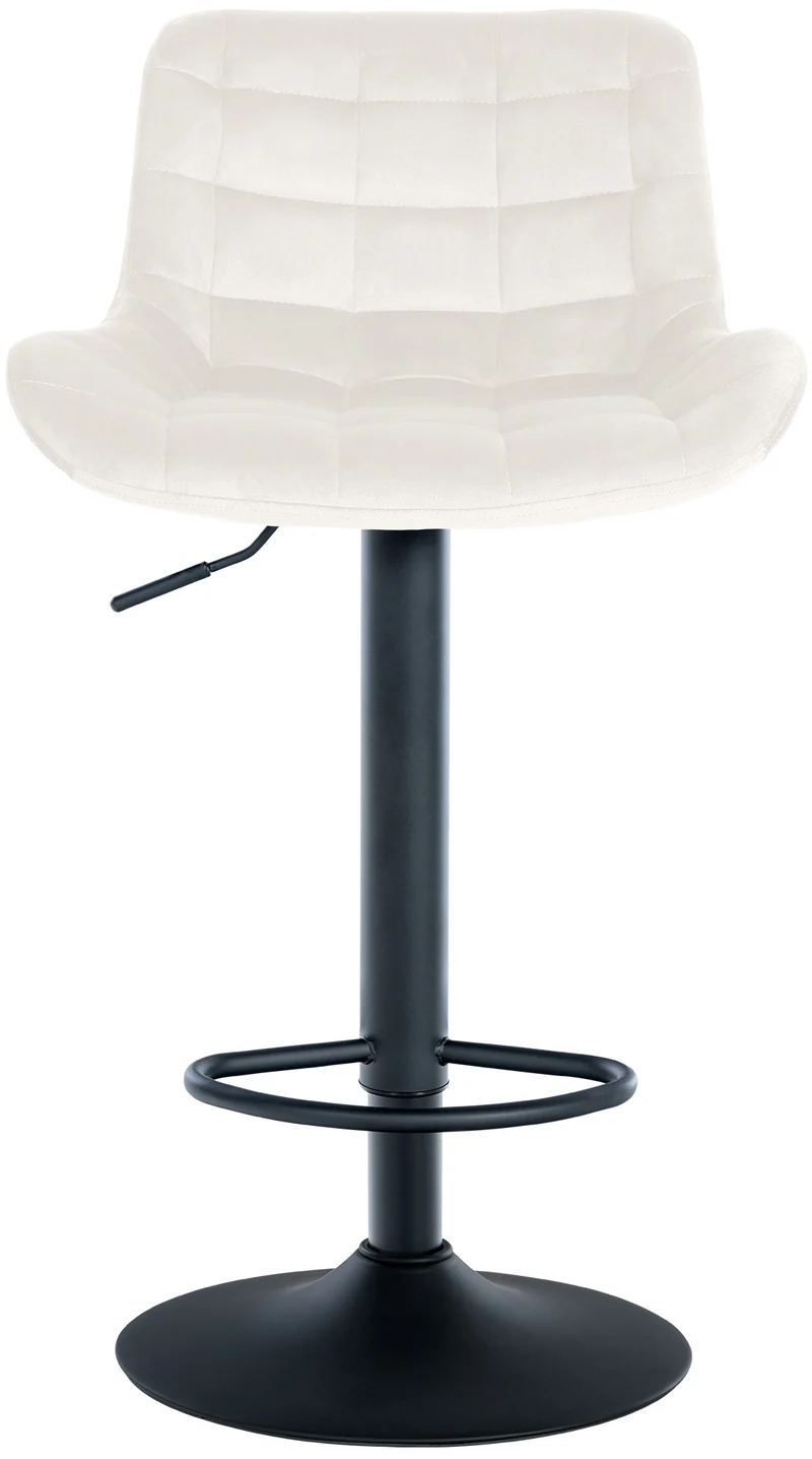 Lot de 2 tabourets de bar structure métallique noir assise en velours crème avec surpiqûres 10_0004444