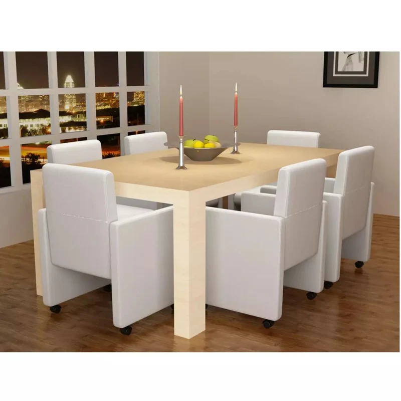Lot de 6 chaises de salle à manger cuisine design classique et moderne synthétique blanc CDS022166
