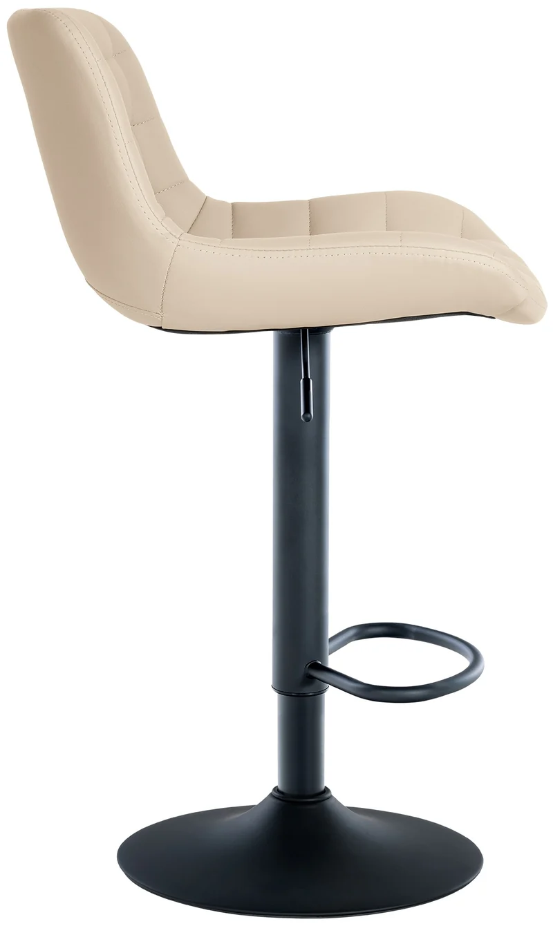 Lot de 2 tabourets de bar structure métallique noir assise en PVC crème avec surpiqûres 10_0004442