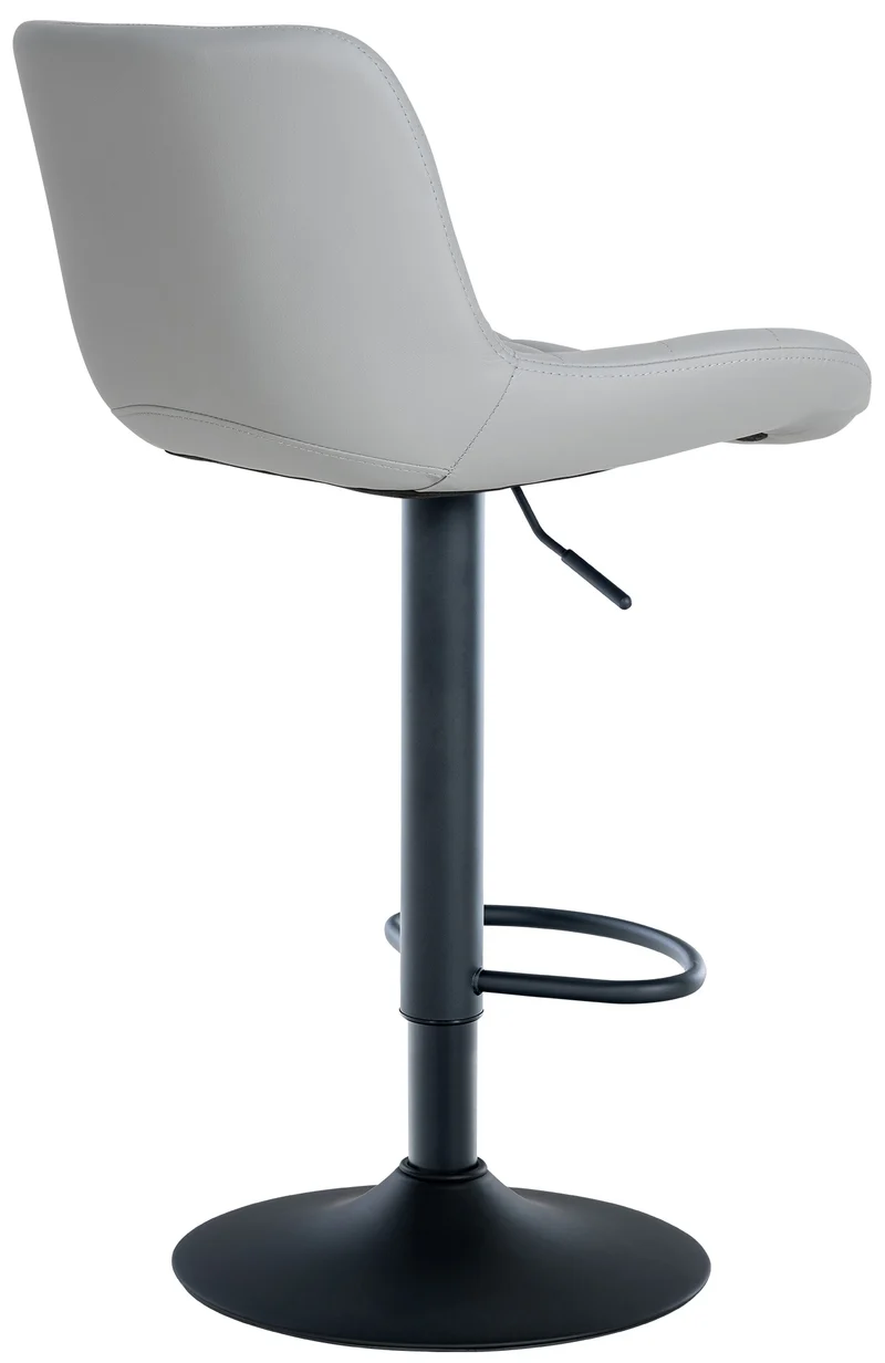 Lot de 2 tabourets de bar structure métallique noir assise en PVC gris avec surpiqûres 10_0004443