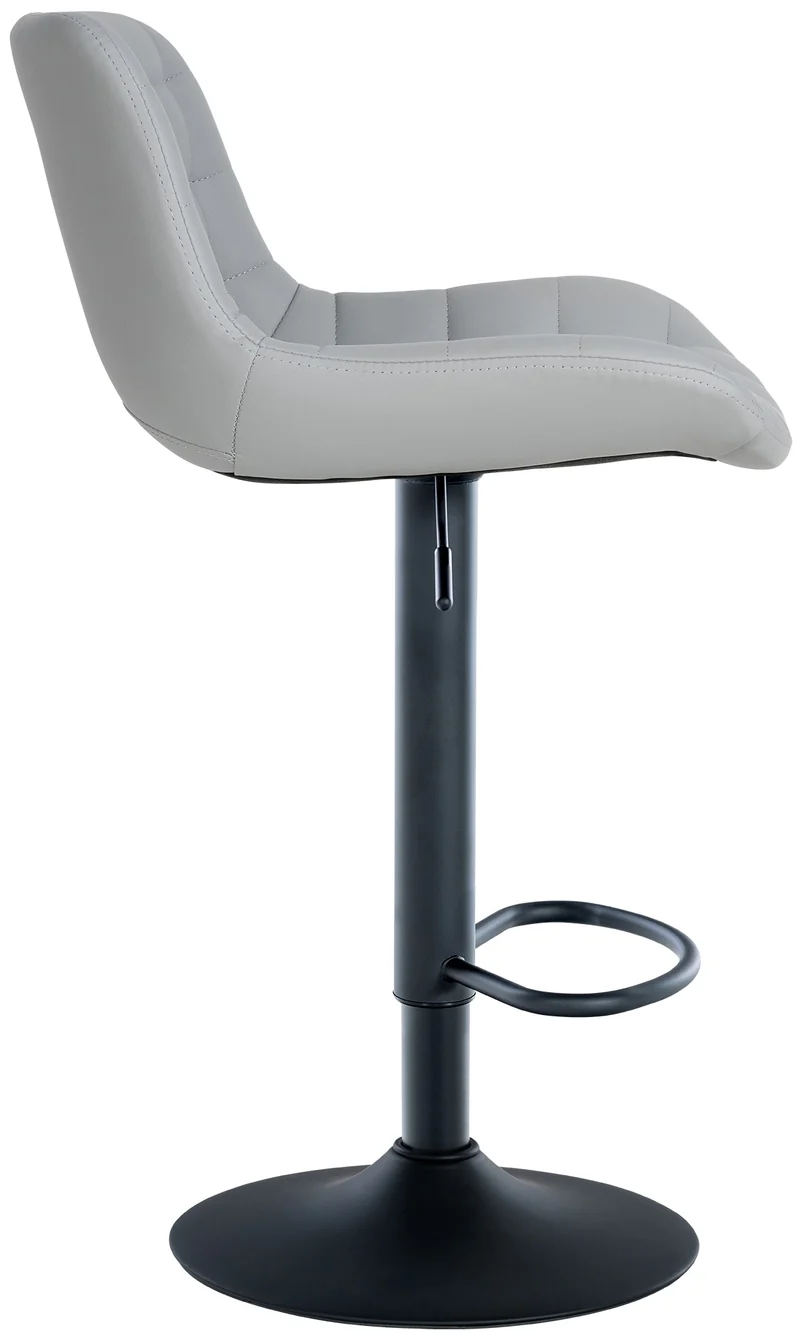 Lot de 2 tabourets de bar structure métallique noir assise en PVC gris avec surpiqûres 10_0004443