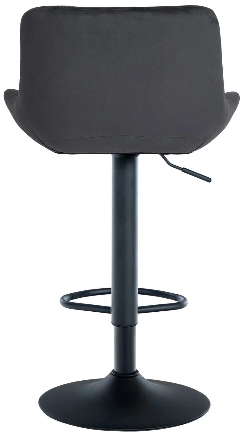 Lot de 2 tabourets de bar en velours noir avec surpiqûres décoratives carrées cadre métal noir avec repose-pieds 10_0006590