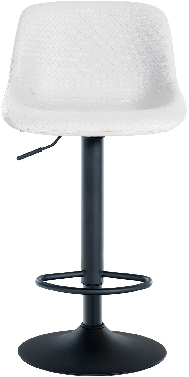 Lot de 2 tabourets de bar rotation à 360°en PVC blanc pieds en trompette métal noir 10_0006690