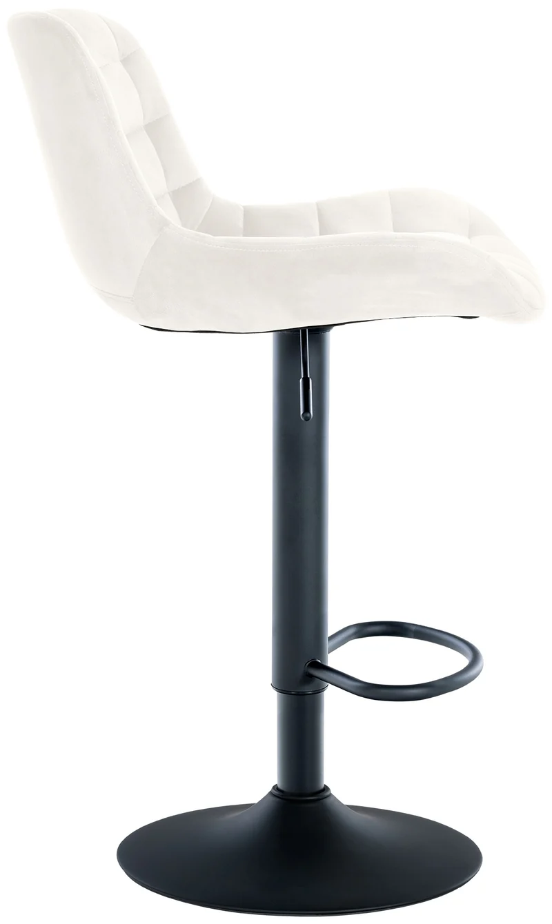 Tabouret de bar x1 structure métallique noir assise en velours crème avec surpiqûres 10_0005446