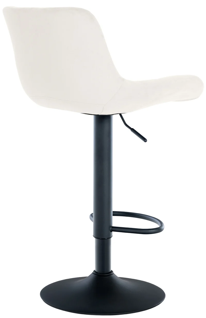 Tabouret de bar x1 structure métallique noir assise en velours crème avec surpiqûres 10_0005446