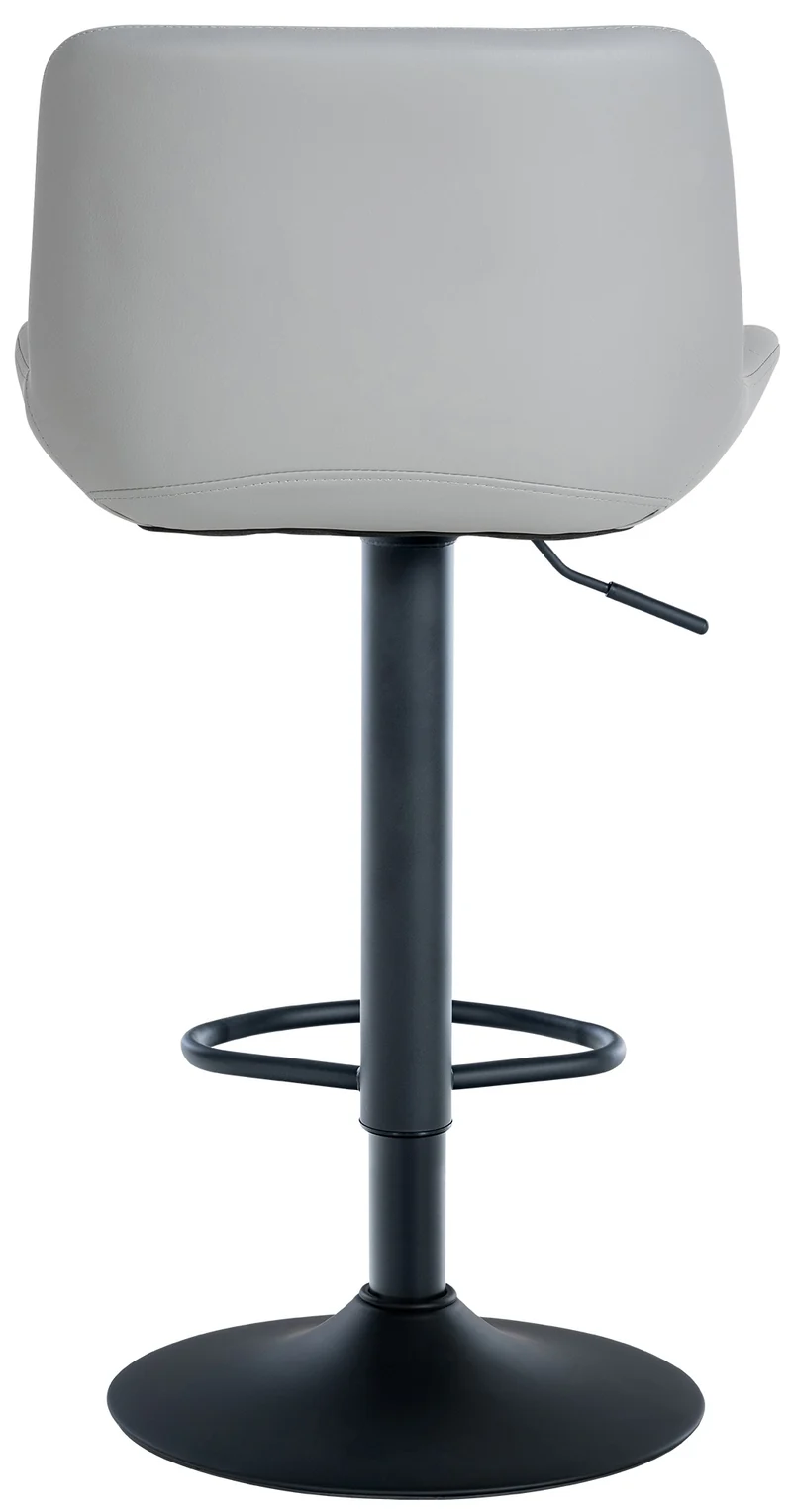 Tabouret de bar x1 structure métallique noir assise en PVC gris avec surpiqûres 10_0005445