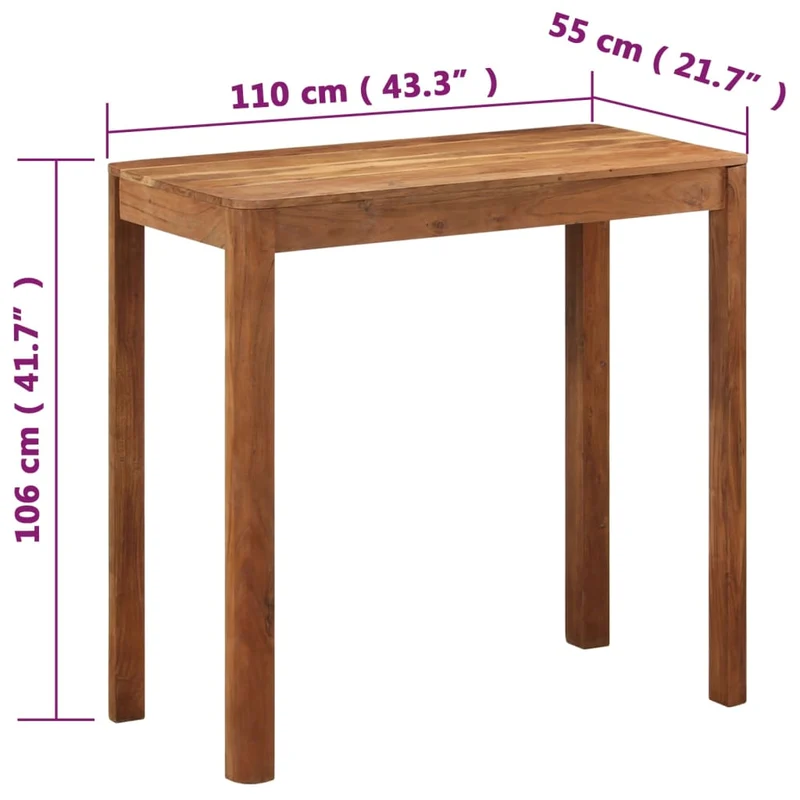Table d’appoint multifonction en bois massif d'acacia finition couleur miel 110 x 55 x 106cm DEC036418