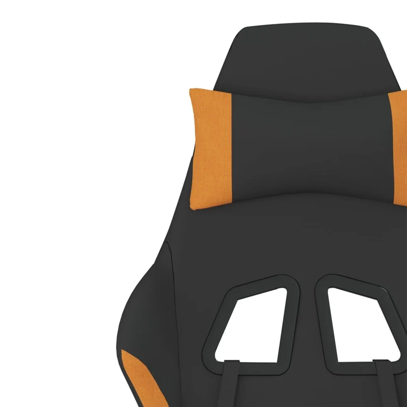 Fauteuil de bureau chaise gaming avec coussin lombaire avec repose-pied noir et orange tissu orange DEC025842